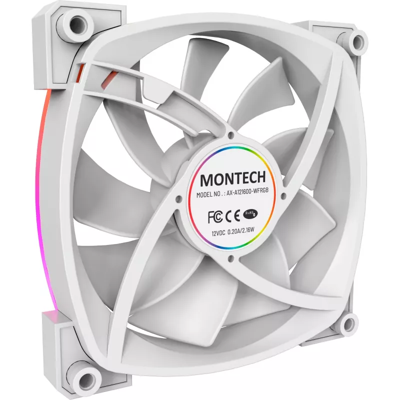 Montech AX120 120mm PWM ARGB korpuse ventilaatorid, 3 tk, valge