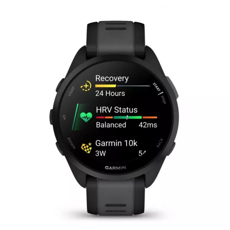 Garmin Forerunner 165 3,05 cm (1,2) AMOLED 43 mm Digitaalne 390 x 390 pikslit Puutetundlik ekraan Must GPS (satelliit)