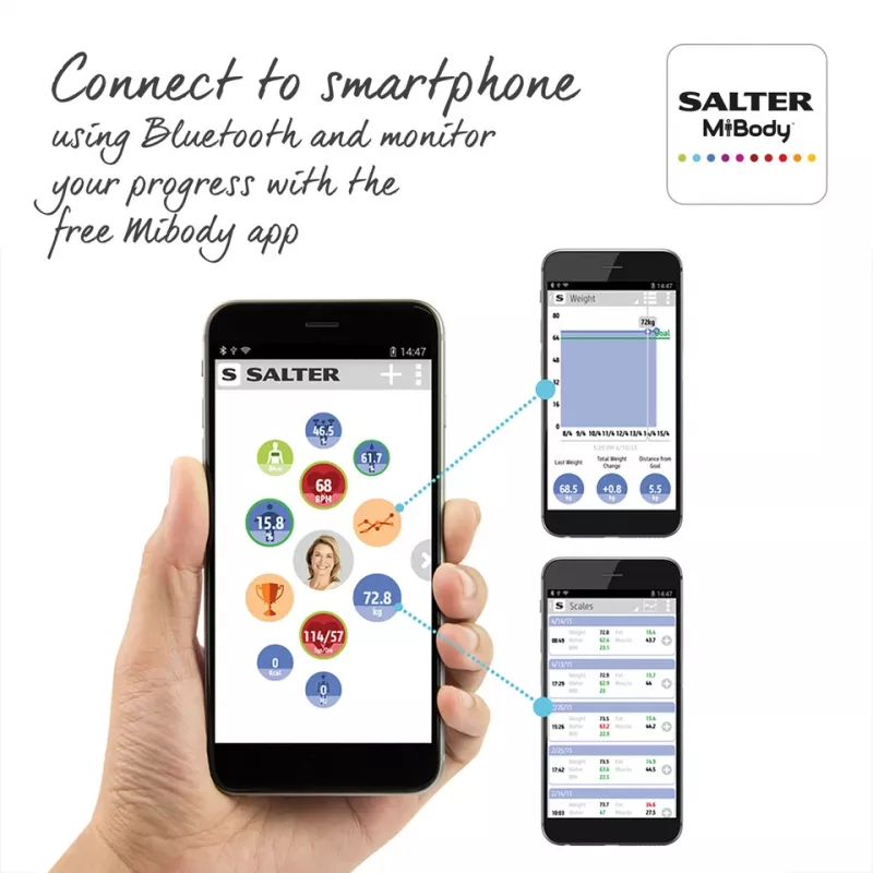 Vannitoakaal Salter 9192 BK3R Curve Bluetooth nutianalüsaator
