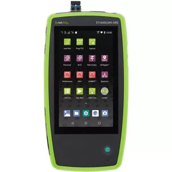 Võrgutestimise seade Fluke Networks EtherScope nXG EXG-300 — kolmeribal Wi‑Fi (2,4/5/6 GHz), RJ‑45, USB‑A/C, akutoitega, 5″ LCD