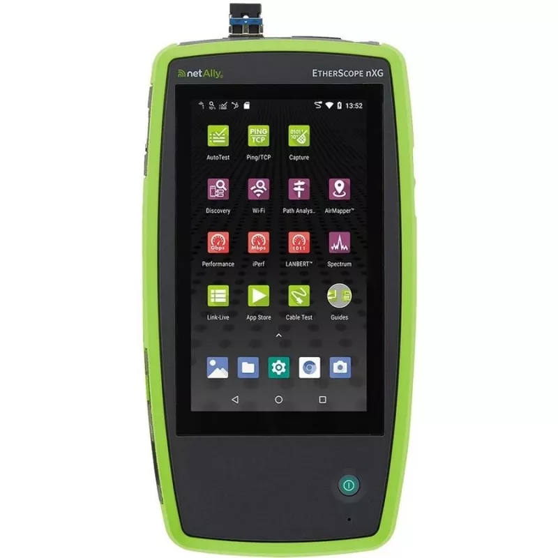 Võrgutestimise seade Fluke Networks EtherScope nXG EXG-300 — kolmeribal Wi‑Fi (2,4/5/6 GHz), RJ‑45, USB‑A/C, akutoitega, 5″ LCD