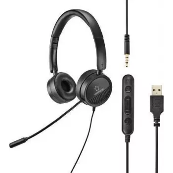 Renkforce RF-HS-360 PC-peakomplekt USB Stereo On Ear Must (RF-4737358)