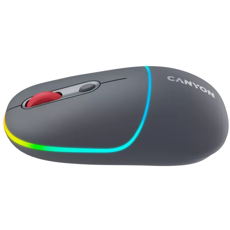 Canyon MW-22 2in1 RGB juhtmevaba hiir – hall – Bluetooth/RF – 1600 dpi – laetav