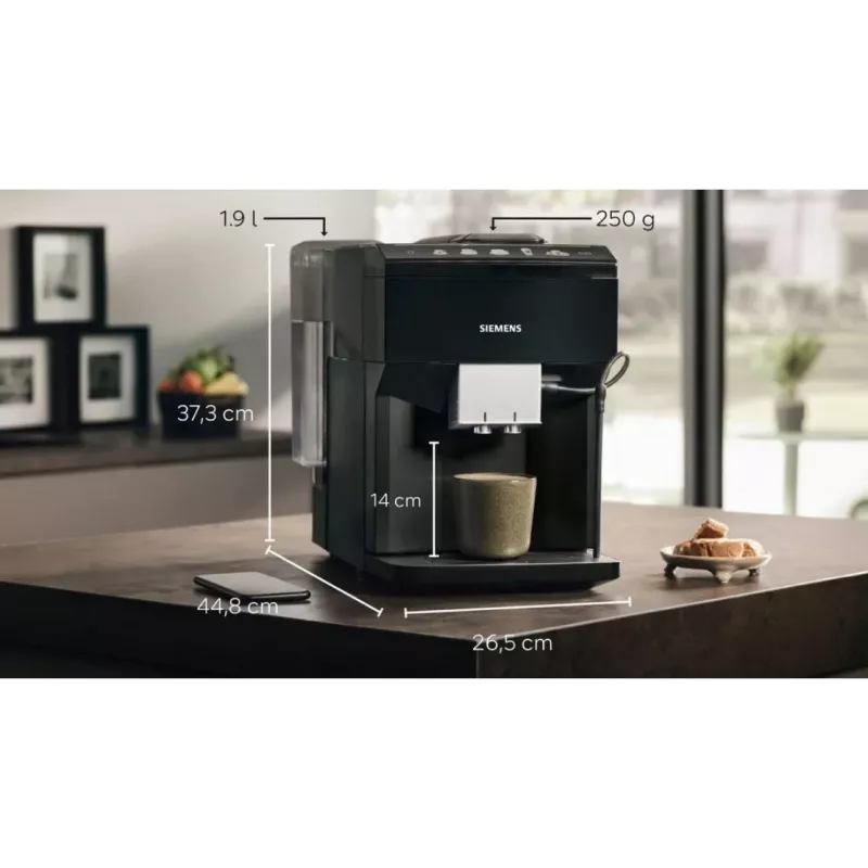 Espressomasin Siemens TP513R09 — täisautomaatne, 15 baari, 1,9 l veepaak, sisseehitatud veski