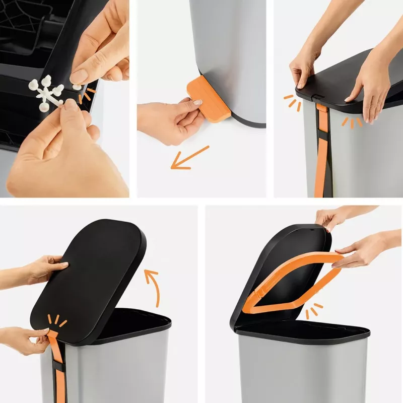 ROTHO Ribo Silver – pedaaliga prügikast – 35 l
