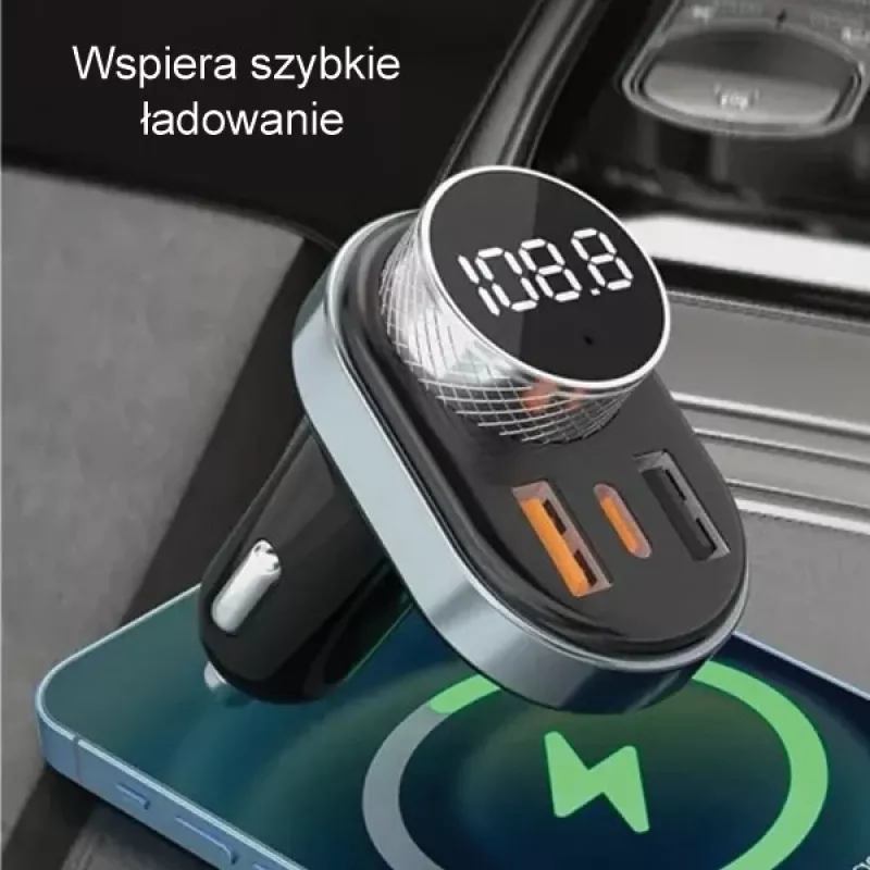 Käed-vabad komplekt Awei C-843 Bluetooth 5.0 FM-saatja, USB ja USB-C ühendustega