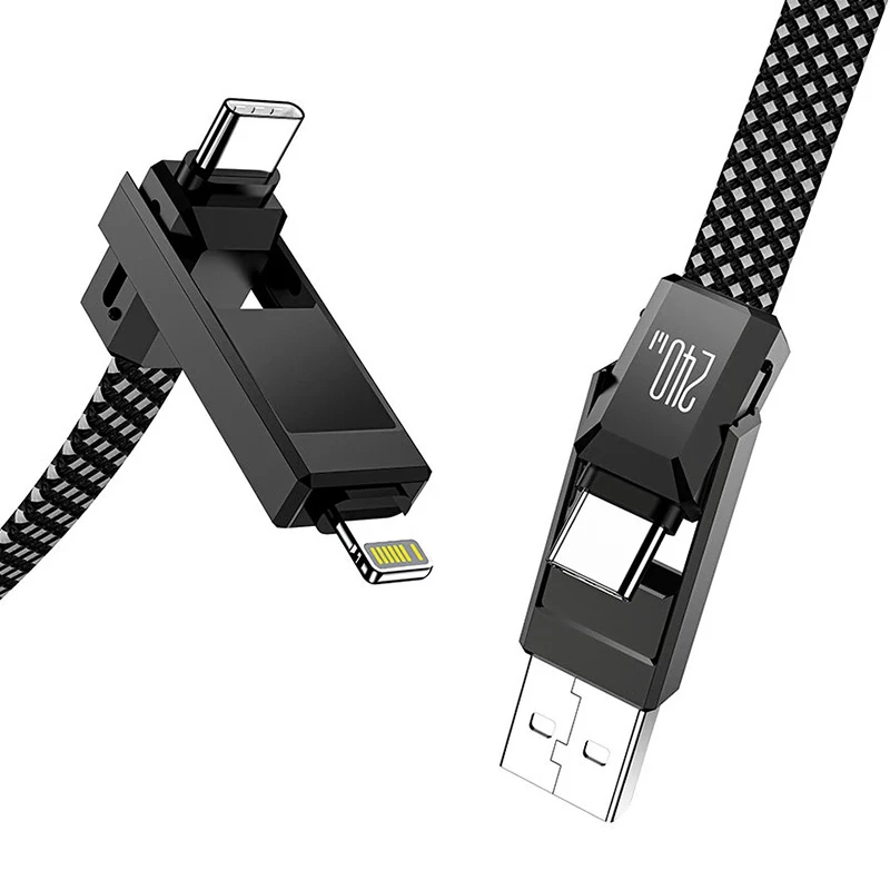 4-in-1 kaabel BlitzWolf BW-HDC7 — USB-C, Lightning, USB-A, Micro-USB 1,2 m 240 W must