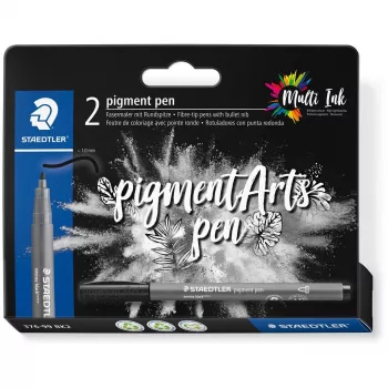 Viltpliiats Staedtler Pigment Arts Intensiv Pen Must 2 tk
