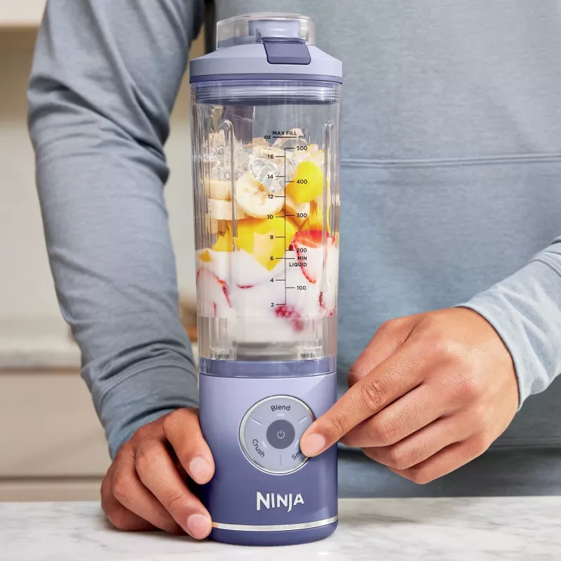 Kaasaskantav blender Ninja BC251EULD — 0,57 L nõu, aku 11,1 V, roostevabast terasest terad, lavendel/läbipaistev