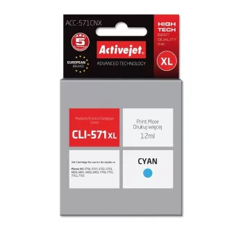 Activejet ACC-571CNX tindikassett (asendus Canon CLI-571XLC; Supreme; 12 ml; tsüaan)