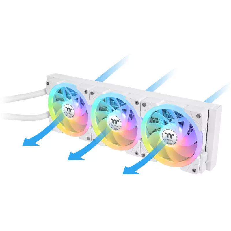 Kõik-ühes vedelikjahuti THERMALTAKE MAGFloe 420 Ultra ARGB 140 mm ventilaatoritega, 500–2000 RPM, valge