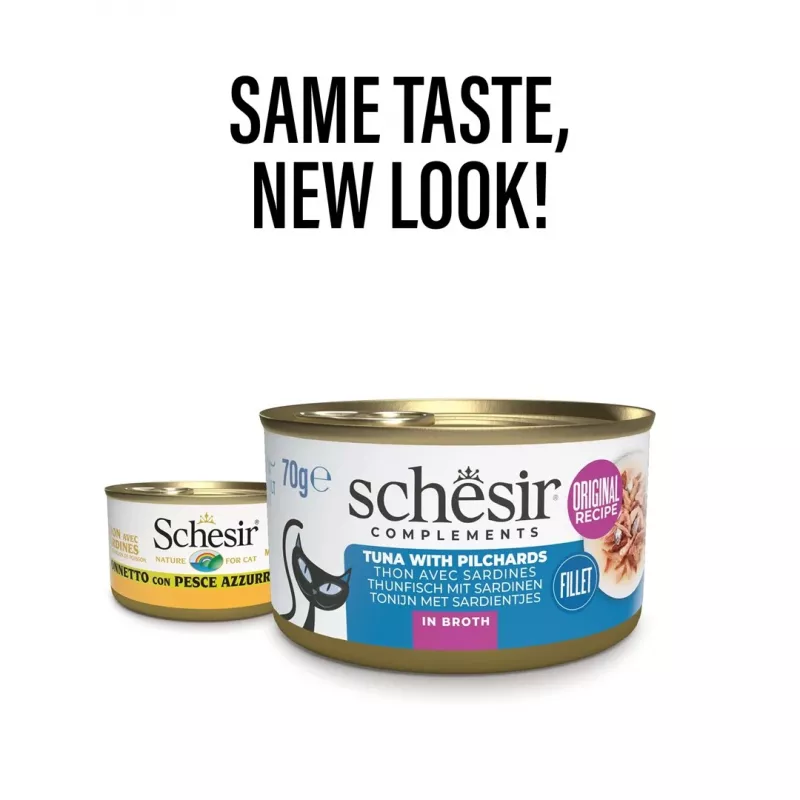 SCHESIR keedupuljongis tuunikala sardiinidega - märg kassitoit - 70 g