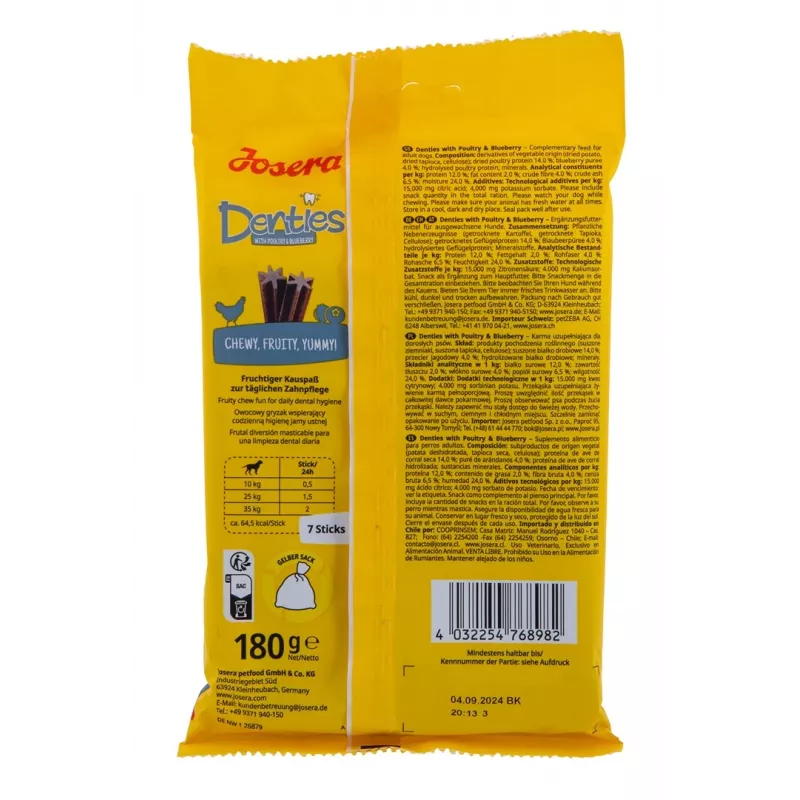 JOSERA Denties linnulihaga mustikatega - koeramaius - 180g