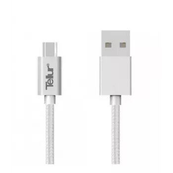 USB-Micro USB andmekaabel Tellur Nylon Braided 1 m Hõbedane