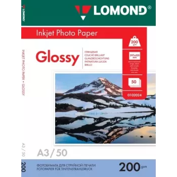 Lomond fotopaber tindiprinteritele, läikiv, 200 g/m², A3, 50 lehte