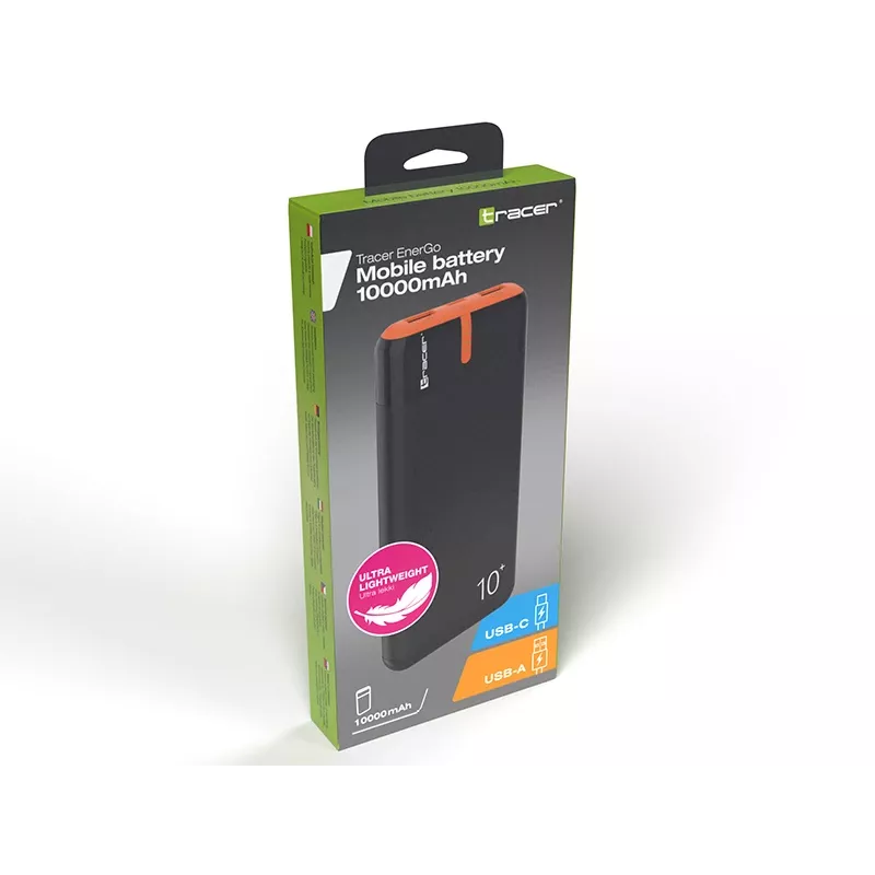 PowerBank EnerGo 10000mAh musta-oranž