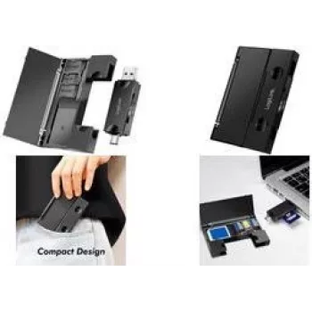 LogiLink CR0049 USB 3.2 Gen 1 SD/microSD mälukaardilugeja kaardihoidlaga, must