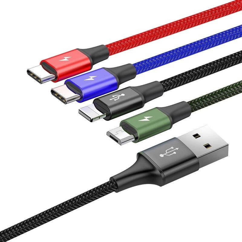 Baseus Fast 4in1 2xUSB-C / Lightning / Micro 3.5A 1.2m USB-kaabel (must)