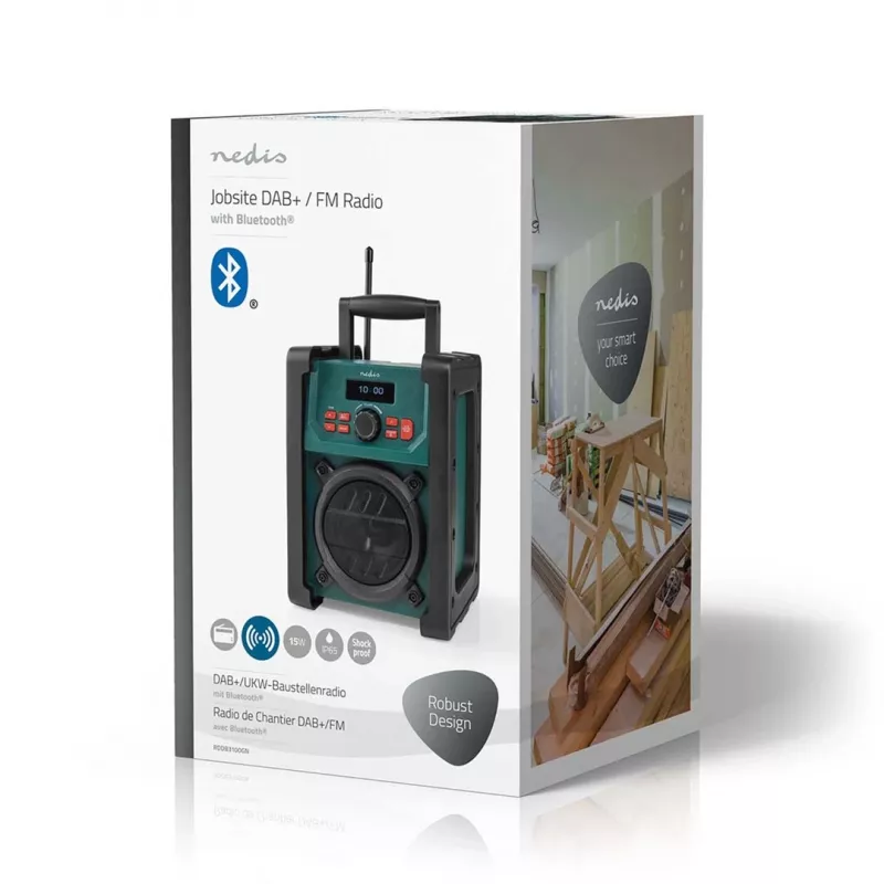 Raadio Nedis RDDB3100GN 15W Bluetooth IP65 Must/Roheline