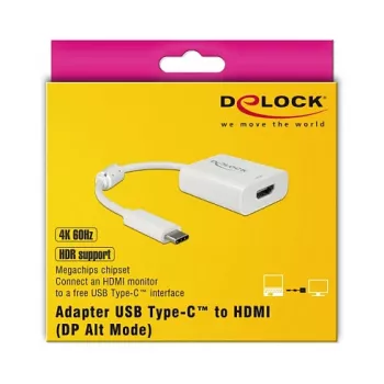 Video kaabliadapter DeLOCK 63937 USB USB-C -> HDMI 0,1 m valge