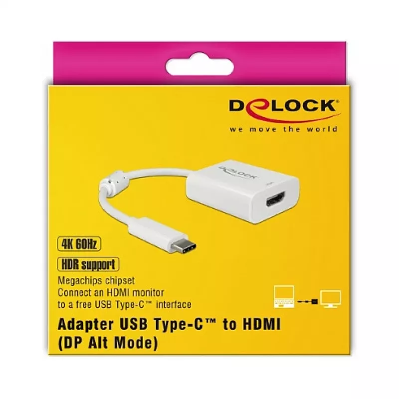 Video kaabliadapter DeLOCK 63937 USB USB-C -> HDMI 0,1 m valge