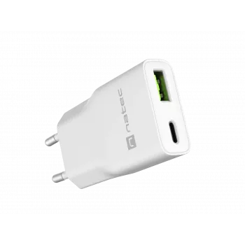Toiteadapter NATEC Ribera NUC-2376 — 1× USB-A, 1× USB-C, 3 A väljund