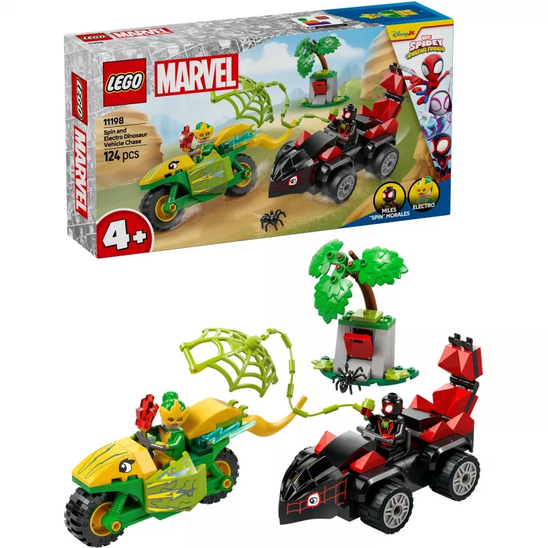 LEGO MARVEL 11198 Spin ja Electro dinosaurusõidukite tagaajamine