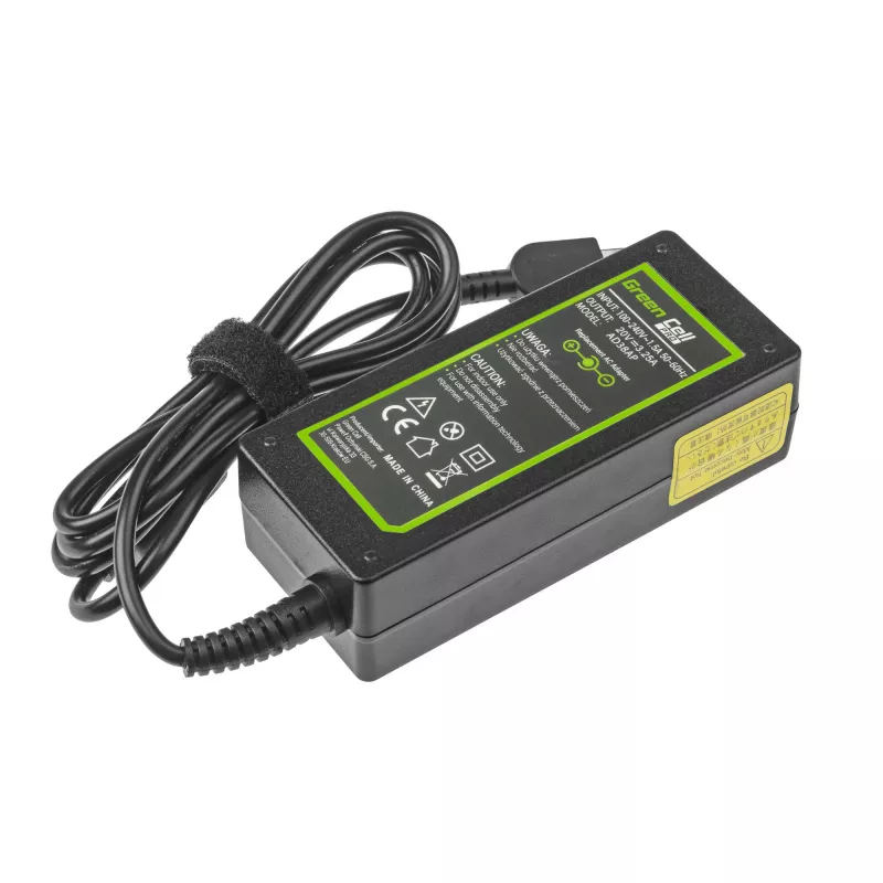 Toiteadapter roheline Cell AD38AP 65W Lenovo sülearvutitele, 20V 3,25A, 1,2 m kaabel, must