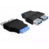 Delock Adapter USB 3.0 Pin Header Socket > 2 x USB 3.0 Socket - kõrvuti (65324)