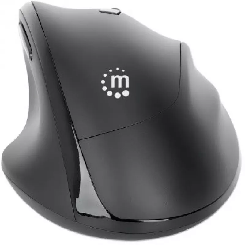 Manhattan Ergonomic Wireless hiir, paremakäeline, reguleeritav 800/1200/1600dpi, 2.4Ghz (kuni 10m), kuus nuppu kerimisrattaga, kombineeritud USB-A ja USB-C vastuvõtja, must, AA aku (kaasas), kolmeaastane garantii