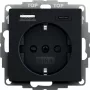 gira toitepistikupesa USB-pesaga, mudel 2459005, must viimistlus