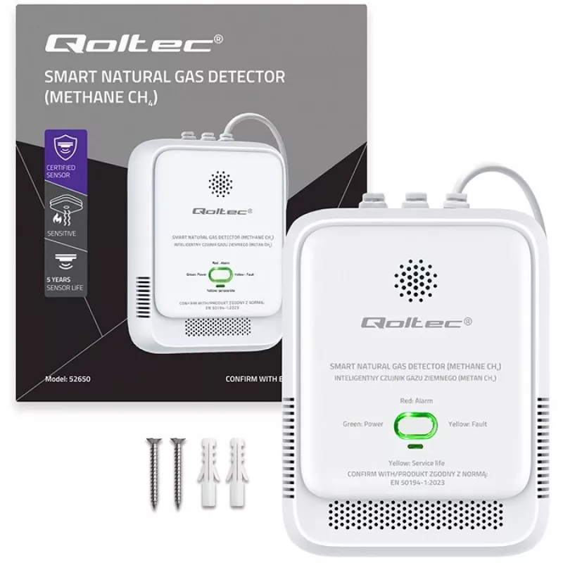 Gaasilekke andur QOLTEC NG 85dB LE – maagaasi (CH4) detektor, helisignaal 85 dB