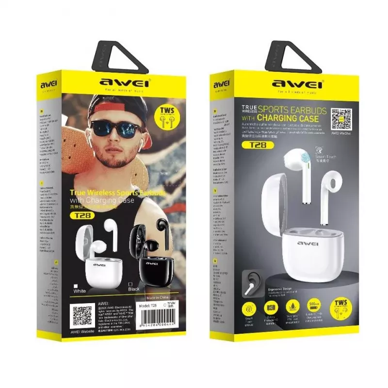 Earphone Awei T28 TWS docking Valge