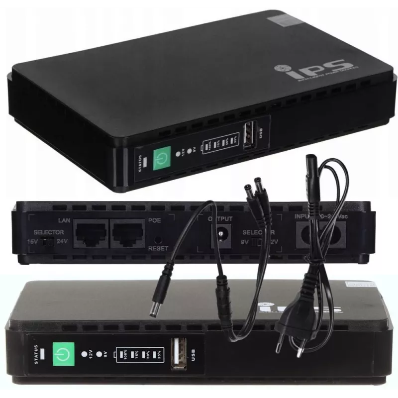 Toiteadapter/inverter MPL Power RouterUPS-30-PoE 30 W sisetingimustesse, 100–240 V, must, 160×105×28 mm