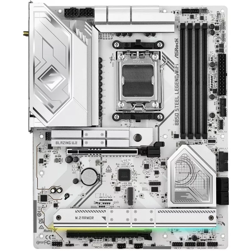 Emaplaat ASROCK B850 Steel Legend WiFi ATX — AMD B850, Socket AM5, DDR5, 4x DIMM, 4x M.2, Wi‑Fi 7, 2.5Gb LAN