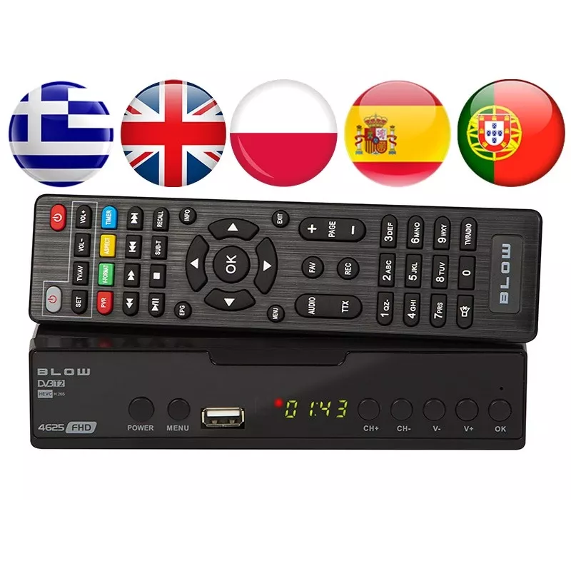 Digitaaltelevisiooni tuuner BLOW 4625FHD DVB-T2 H.265 maapealne vastuvõtja, HDMI, USB, SCART, Ethernet, S/PDIF