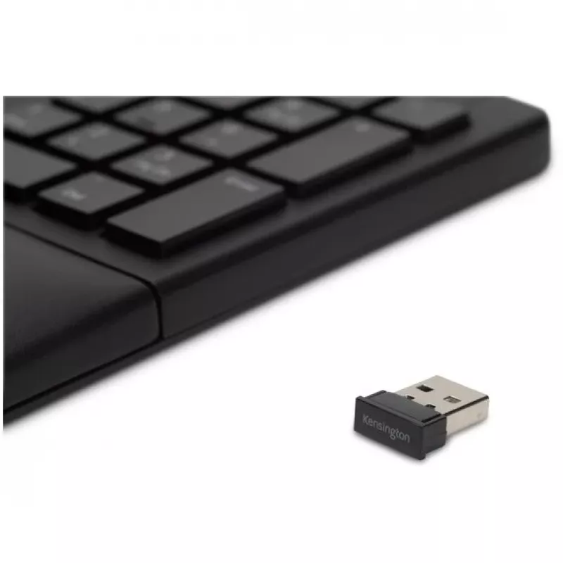 Kensington ProFit Ergo juhtmevaba klaviatuur FR, täissuuruses (100%), juhtmega ja juhtmevaba, RF-juhtmevaba + USB, AZERTY, must