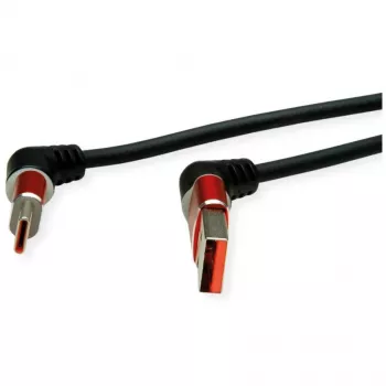 ROLINE USB 2.0 kaabel USB-C - Type-A ST/ST 360° pööratav must Punane 1 m 11.02. - Kaabel - Digitaalne/Andme