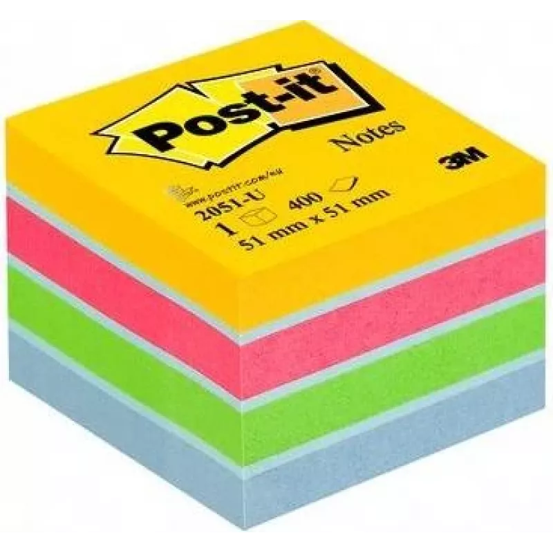 Post-It 2051-U kleepmärkmikud ruudukujulised sinine - roheline - roosa - kollane (2051-U)