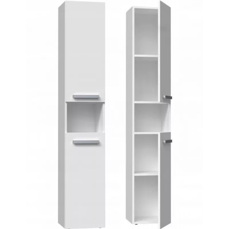 Vannitoa hoiusüsteem top e shop NEL I BIEL, eraldiseisev, 5 riiuliga, 310×300×1740 mm, valge
