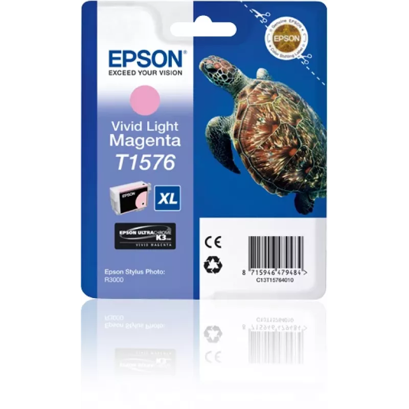 Epson Turtle T1576 Vivid Light magenta, kõrge (XL) tootlus, erksav hele magenta, pigmendipõhine tint, 25,9 ml, 1 tk, 2300 lehekülge