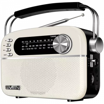 Kõlar SVEN SRP-505, valge (3W, Bluetooth, FM/AM/SW, USB, microSD, AUX, aku)