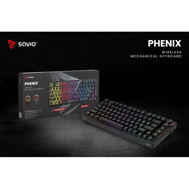 Savio Phenix SAVGK-RED mänguklaviatuur USB RF juhtmevaba Bluetooth QWERTY