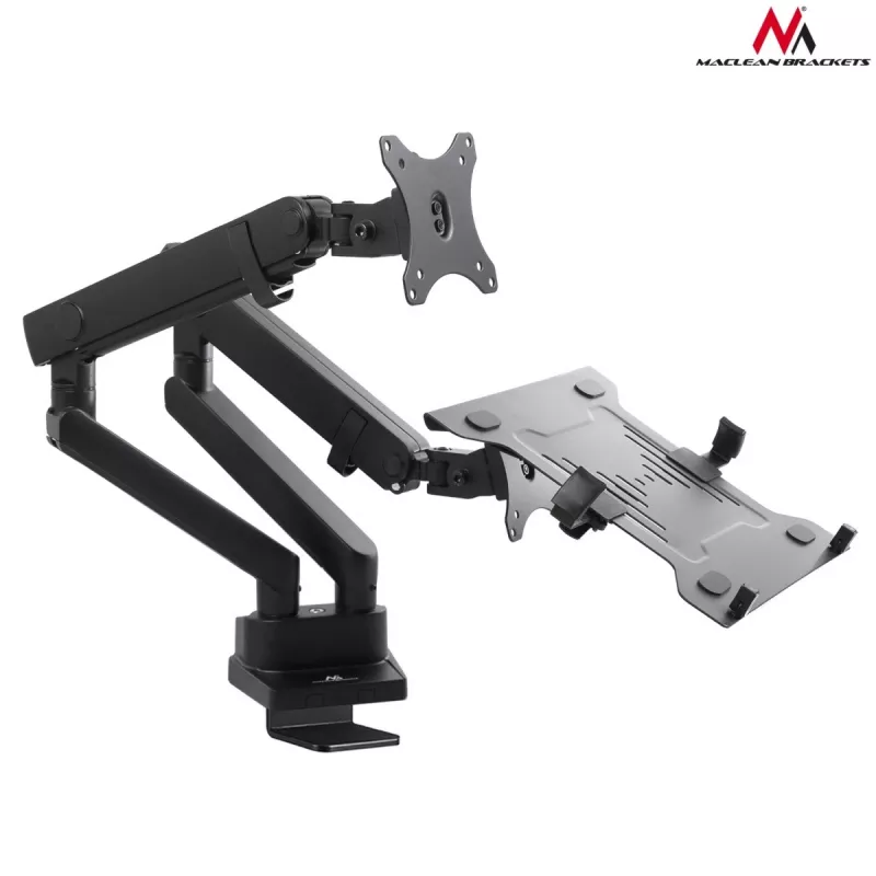 Monitor and Laptop Dual Desk Mount MACLEAN MC-813 for 17–32 inch screens, VESA 75x75/100x100