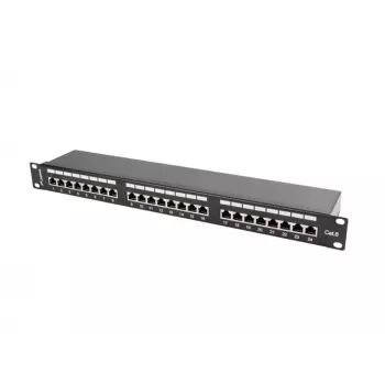 Patch panel 1U LANBERG PPS6-1024-B, 24 pordiga Cat6, metallist, must, 442×114,5×44,5 mm