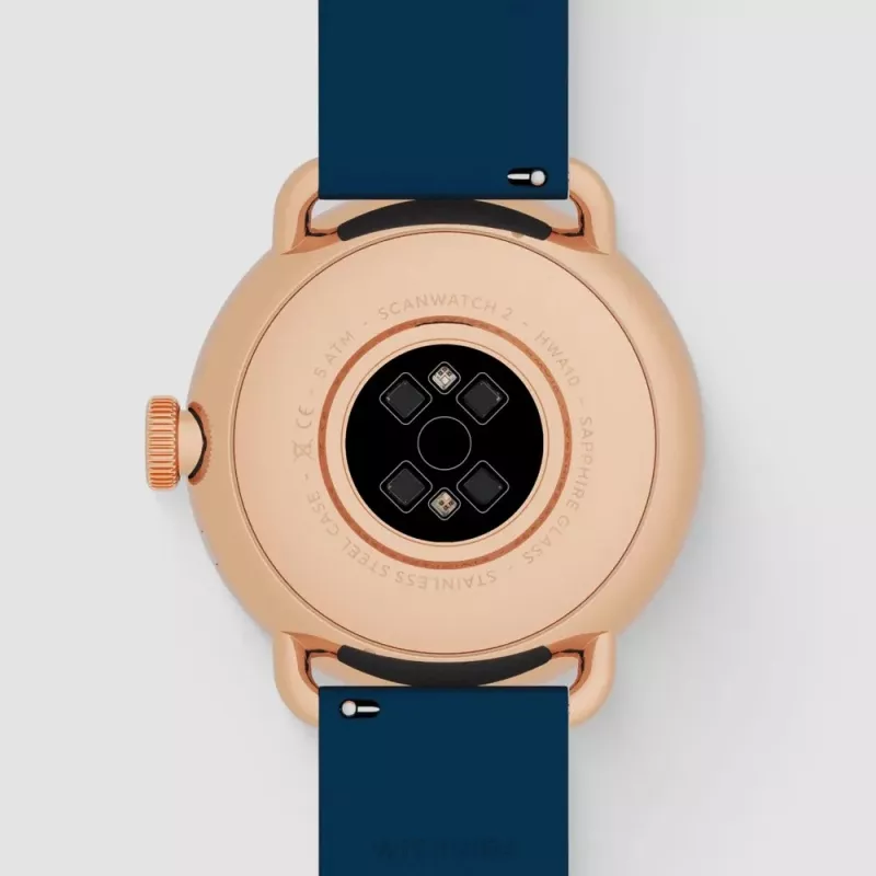 Withings ScanWatch 2 - kell EKG, pulsi, SpO2, aktiivsuse ja une jälgimisega (38 mm, sinine roosakuld)