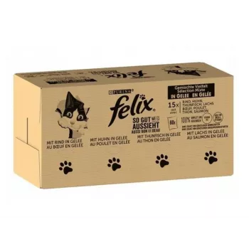 Purina Felix niiske kassitoit kõrge valgusisaldusega 100 g kotike — kala ja kana maitse, täiskasvanud kassidele, pakis 120 tk