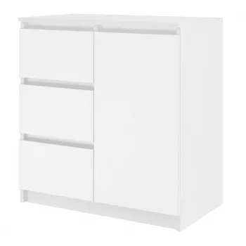 Kummut Top E Shop Topeshop 1D3S BIEL KPL — valge, puitlaastplaadist karkass, 3 sahtlit
