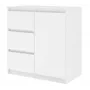Kummut Top E Shop Topeshop 1D3S BIEL KPL — valge, puitlaastplaadist karkass, 3 sahtlit