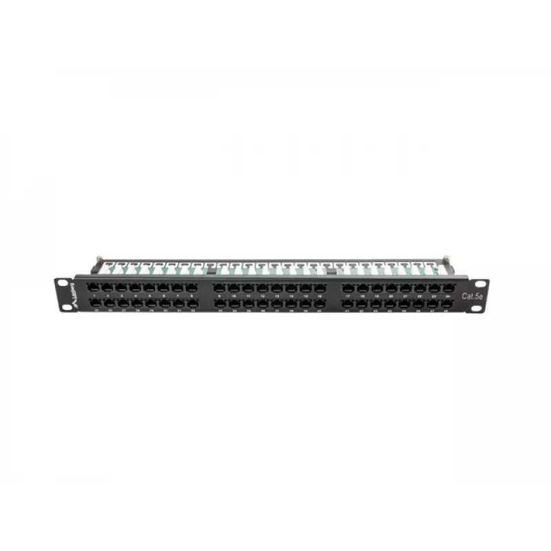 Patch-paneel LANBERG PPU5-1048-B 1U, 48 porti Cat5e, must, 445×102×44,5 mm